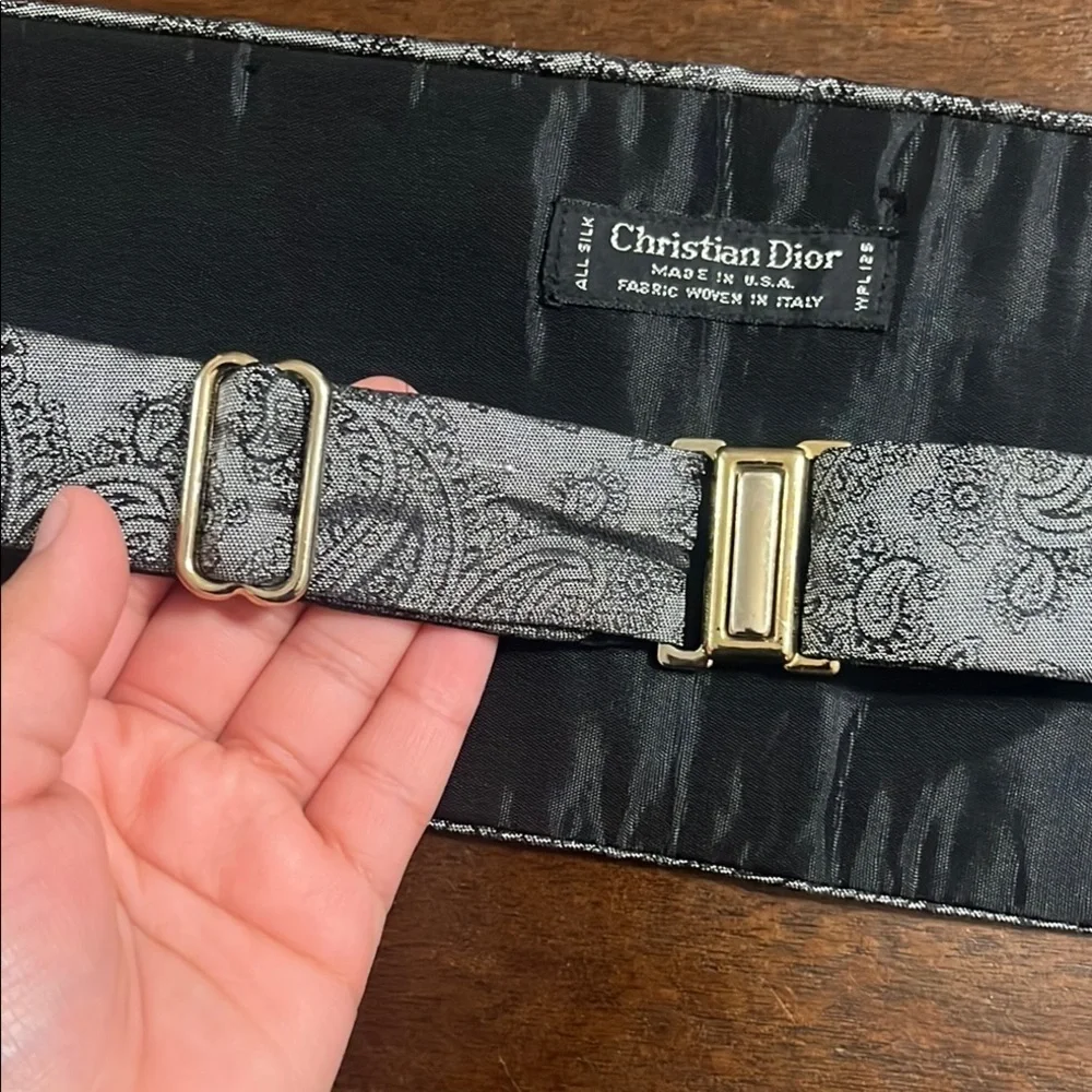 Christian Dior Black and Gray Paisley Men's Belt